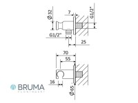 MEDIDAS CODO DE DUCHA CON SOPORTE BRUMA
